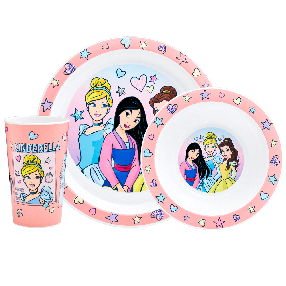 Polar Gear Disney Felt Pen Princess 3 Piece PP Tableware Set